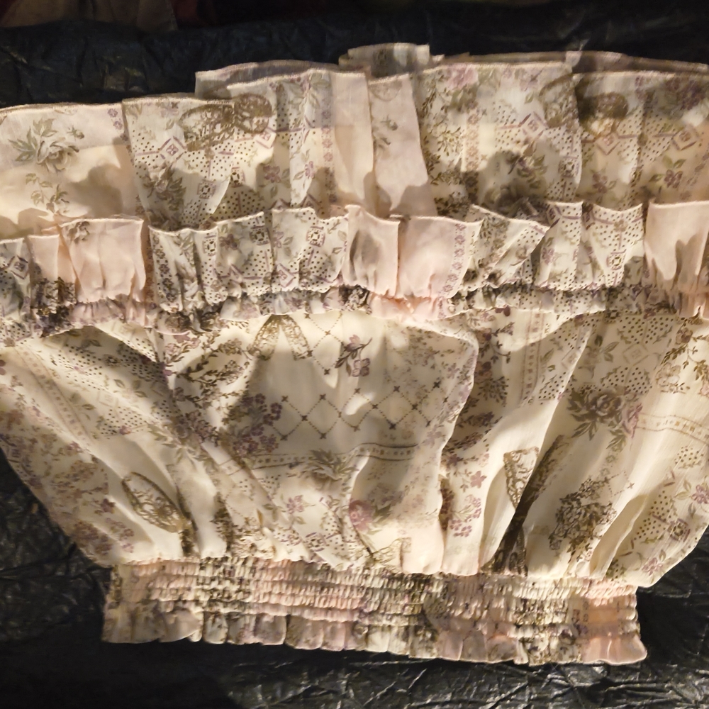 Ardene Cream and Pink Patterned Mini Skirt